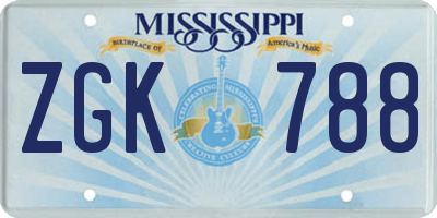 MS license plate ZGK788