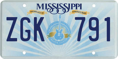 MS license plate ZGK791