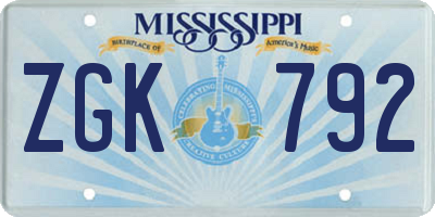MS license plate ZGK792