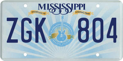 MS license plate ZGK804