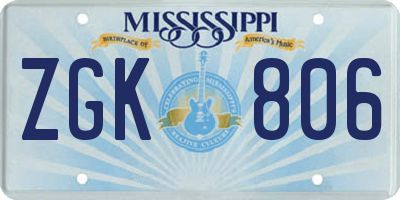 MS license plate ZGK806