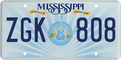 MS license plate ZGK808