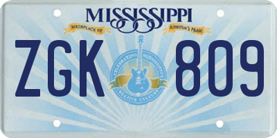 MS license plate ZGK809