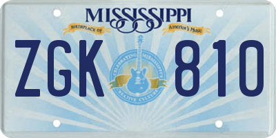 MS license plate ZGK810