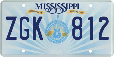MS license plate ZGK812