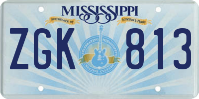 MS license plate ZGK813