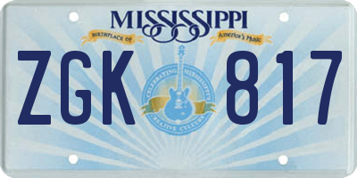 MS license plate ZGK817
