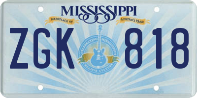 MS license plate ZGK818
