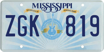 MS license plate ZGK819