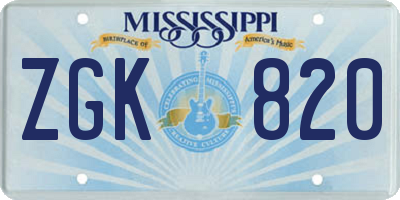 MS license plate ZGK820