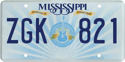 MS license plate ZGK821