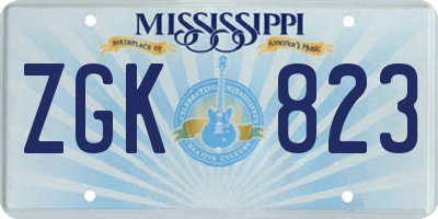 MS license plate ZGK823