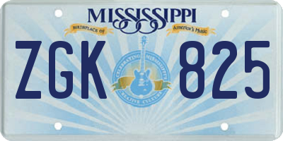 MS license plate ZGK825