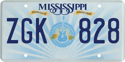 MS license plate ZGK828