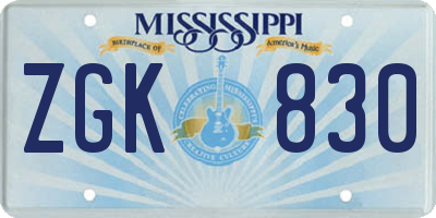 MS license plate ZGK830