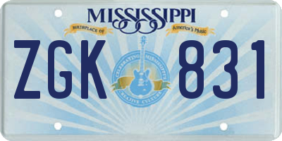 MS license plate ZGK831