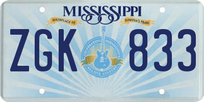 MS license plate ZGK833