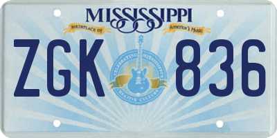 MS license plate ZGK836