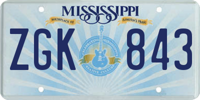 MS license plate ZGK843