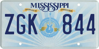 MS license plate ZGK844