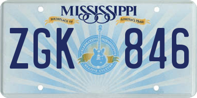 MS license plate ZGK846
