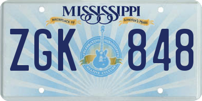 MS license plate ZGK848