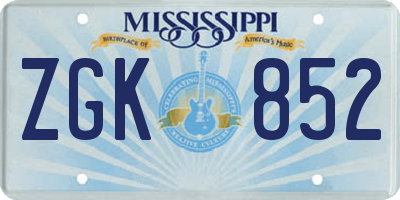 MS license plate ZGK852