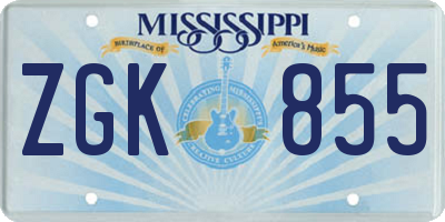 MS license plate ZGK855
