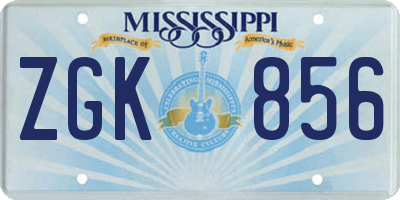 MS license plate ZGK856