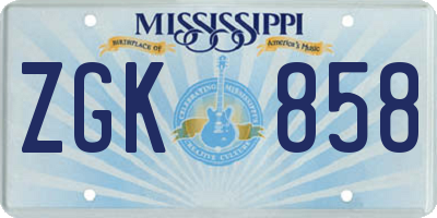 MS license plate ZGK858