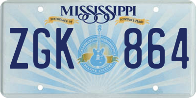 MS license plate ZGK864