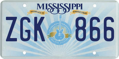 MS license plate ZGK866