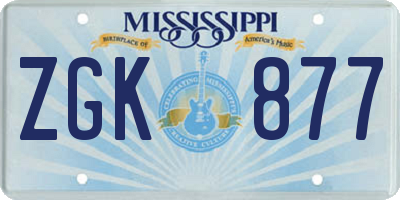 MS license plate ZGK877