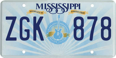 MS license plate ZGK878