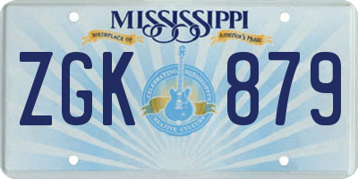 MS license plate ZGK879