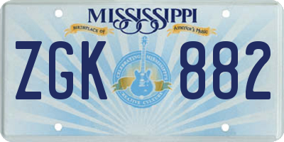 MS license plate ZGK882