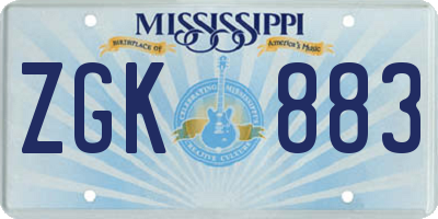 MS license plate ZGK883