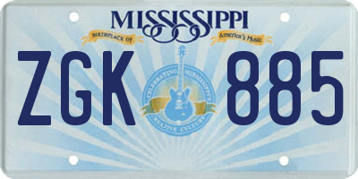 MS license plate ZGK885