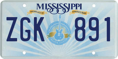 MS license plate ZGK891