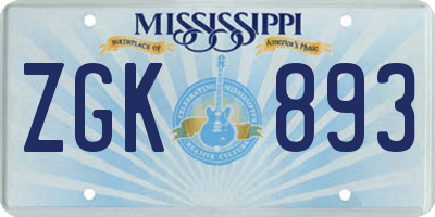 MS license plate ZGK893