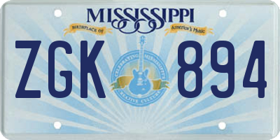 MS license plate ZGK894