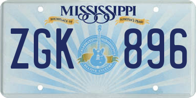 MS license plate ZGK896