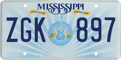 MS license plate ZGK897