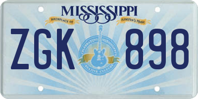 MS license plate ZGK898