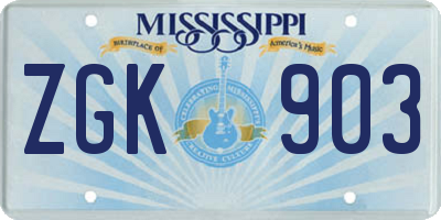 MS license plate ZGK903