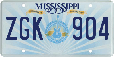 MS license plate ZGK904