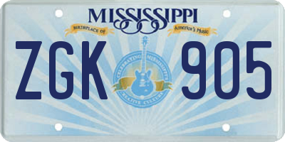 MS license plate ZGK905