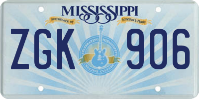 MS license plate ZGK906