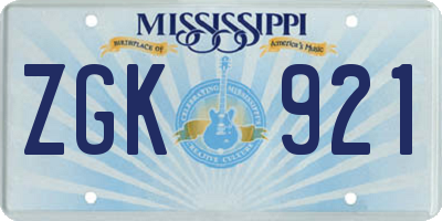 MS license plate ZGK921