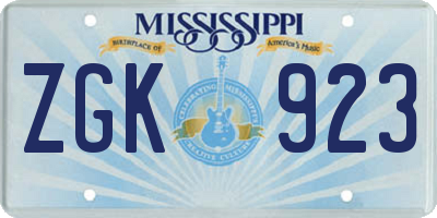 MS license plate ZGK923